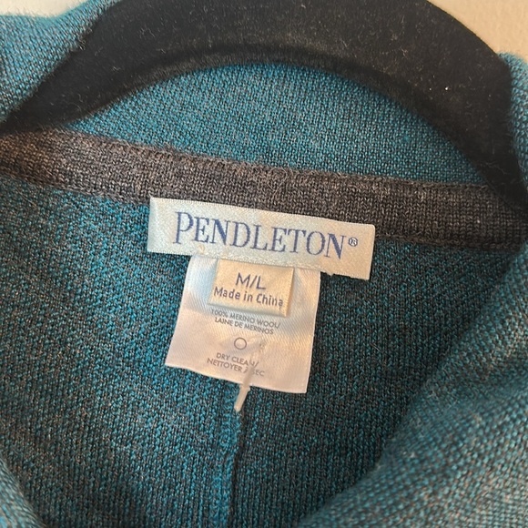 Pendleton Merino Wool grey teal Cape Poncho size M/L - Picture 5 of 6
